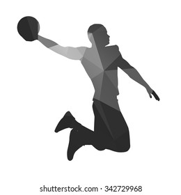 Abstract basketball player. Slam dunk, fly, jump