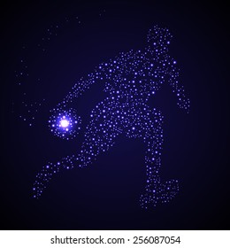 Abstract basketball player stars silhouette kicking ball