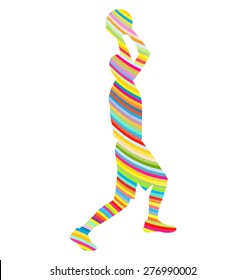 Abstract basketball player vector background concept made of stripes