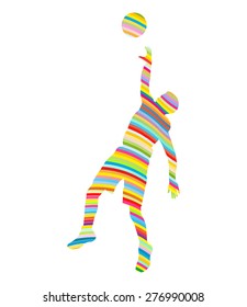 Abstract basketball player vector background concept made of stripes