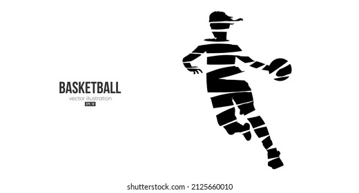 Abstract basketball player woman in action isolated white background. Vector illustration