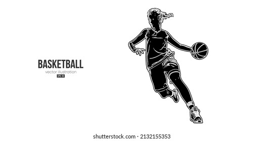 Abstract basketball player woman in action isolated white background. Vector illustration