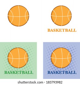 Abstract Basketballs With Text.Flat Design. Vector Collection Set