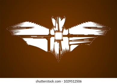 Abstract bat in the form of an electronic circuit. Vector illustration. Mouse. Bat.