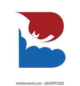 Logotipo abstrato do morcego e da mão - letra B Resgate animal ou Símbolo da vida selvagem
