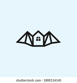 abstract bat logo. house icon