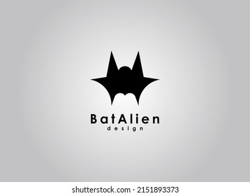Abstract Bat Logo isolated on Gray Background. Flat Design Vector Template Element