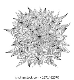 Abstract batik flower leaf art. Vector illustration for decor, coloring book, ornamental