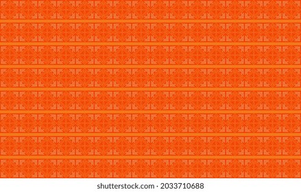 Abstract batik patterned background with orange colored neat line pattern. Beautiful square shape design. Modern batik motifs are simple and really cool