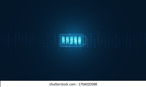 Abstract battery electrical energy and power supply concept. Battery Icon on digital background. Illustration vector.