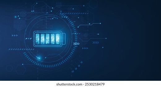 Abstrato conceito de energia elétrica da bateria e fonte de alimentação. Ícone de bateria no fundo digital. Vetor de ilustração