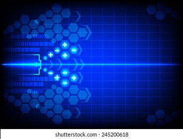 abstract battery energy on blue color background