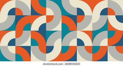 abstract bauhaus background design, seamless geometric background, abstract colorful pattern with retro color
