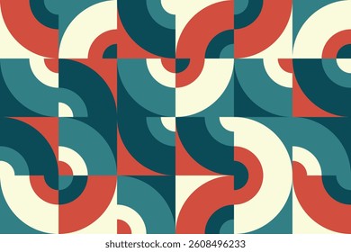 abstract bauhaus background design, seamless geometric background, abstract colorful pattern with retro color