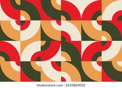 abstract bauhaus background design, seamless geometric background, abstract colorful pattern with retro color