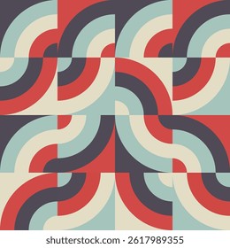 abstract bauhaus background design, seamless geometric background, abstract colorful pattern with retro color