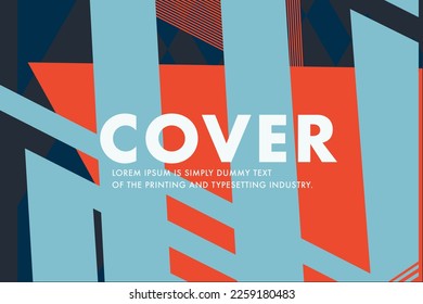 Resumen de elementos de tiras de fondo en colores rojo y azul. Diseño o cartel deportivo de patrón, cubierta, afiche. Ilustración de vectores de horizonte 3D.Plantilla Memphis Art.