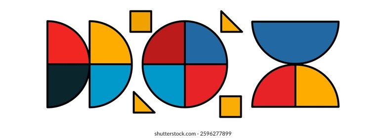 Abstract Bauhaus composition with colorful geometric shapes 
