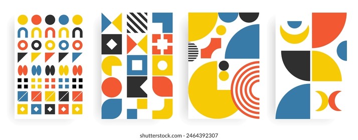 Abstract bauhaus elements collection. Set of geometric bauhaus elements for poster. Template of bauhaus elements shapes. Vintage bauhaus elements collection