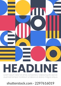 Abstract bauhaus elements shapes in modern geometric style for use as pattern, cover, banner, poster and contemporary art