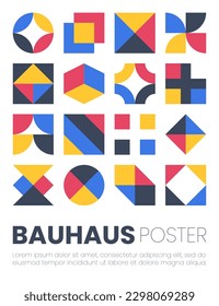 Resumen de los elementos bauhaus formas en estilo geométrico moderno para uso como patrón, cubierta, pancarta, afiche y arte contemporáneo