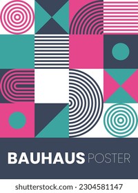 Abstract bauhaus elements shapes in modern geometric style for use as pattern, cover, banner, poster and contemporary art