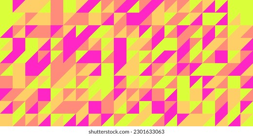 Resumen del fondo geométrico Bauhaus con triángulos. Color rosa, naranja, amarillo. Diseño de vectores.
