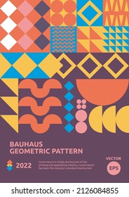 Resumen Diseño de arte de patrones geométricos Bauhaus, círculo vectorial, triángulo y líneas cuadradas. Fondo suizo de Bauhaus en blanco y negro, conjunto de afiches