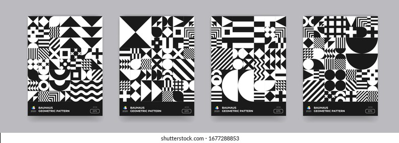 Abstract Bauhaus Geometric Pattern Background Vector Stock Vector ...