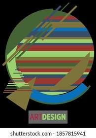 Abstract Bauhaus geometric pattern background, vector circle, triangle and square lines art design. Universal abstract layouts. Applicable for notebooks, planners, brochures, books, catalogs etc.