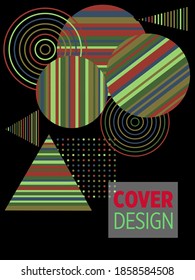 Abstract Bauhaus geometric pattern background, vector circle, triangle and square lines art design. Universal abstract layouts. Applicable for notebooks, planners, brochures, books, catalogs etc.