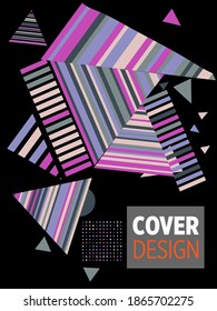 Abstract Bauhaus geometric pattern background, vector circle, triangle and square lines art design. Universal abstract layouts. Applicable for notebooks, planners, brochures, books, catalogs etc.