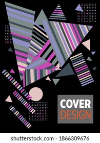 Abstract Bauhaus geometric pattern background, vector circle, triangle and square lines art design. Universal abstract layouts. Applicable for notebooks, planners, brochures, books, catalogs etc.