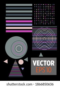 Abstract Bauhaus geometric pattern background, vector circle, triangle and square lines art design. Universal abstract layouts. Applicable for notebooks, planners, brochures, books, catalogs etc.