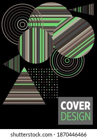 Abstract Bauhaus geometric pattern background, vector circle, triangle and square lines art design. Universal abstract layouts. Applicable for notebooks, planners, brochures, books, catalogs etc.