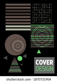 Abstract Bauhaus geometric pattern background, vector circle, triangle and square lines art design. Universal abstract layouts. Applicable for notebooks, planners, brochures, books, catalogs etc.