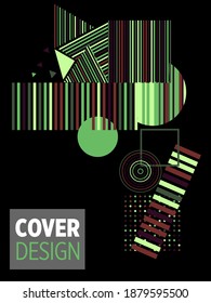 Abstract Bauhaus geometric pattern background, vector circle, triangle and square lines art design. Universal abstract layouts. Applicable for notebooks, planners, brochures, books, catalogs etc.