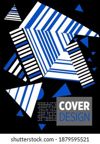 Abstract Bauhaus geometric pattern background, vector circle, triangle and square lines art design. Universal abstract layouts. Applicable for notebooks, planners, brochures, books, catalogs etc.