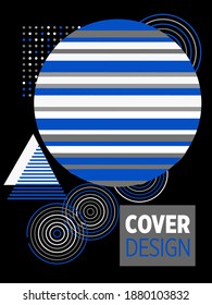 Abstract Bauhaus geometric pattern background, vector circle, triangle and square lines art design. Universal abstract layouts. Applicable for notebooks, planners, brochures, books, catalogs etc.