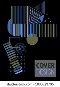 Abstrakter Bauhaus geometrischer Muster Hintergrund, Vektorkreis, Dreieck und quadratische Linien Kunstdesign. Allgemeine abstrakte Layouts. Gilt für Notebooks, Planer, Broschüren, Bücher, Kataloge usw.