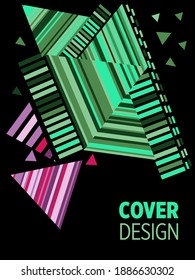 Abstract Bauhaus geometric pattern background, vector circle, triangle and square lines art design. Universal abstract layouts. Applicable for notebooks, planners, brochures, books, catalogs etc.