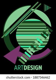 Abstract Bauhaus geometric pattern background, vector circle, triangle and square lines art design. Universal abstract layouts. Applicable for notebooks, planners, brochures, books, catalogs etc.