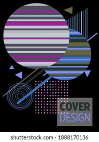 Abstract Bauhaus geometric pattern background, vector circle, triangle and square lines art design. Universal abstract layouts. Applicable for notebooks, planners, brochures, books, catalogs etc.