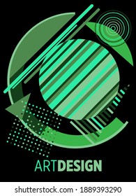 Abstract Bauhaus geometric pattern background, vector circle, triangle and square lines art design. Universal abstract layouts. Applicable for notebooks, planners, brochures, books, catalogs etc.