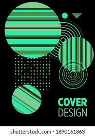 Abstract Bauhaus geometric pattern background, vector circle, triangle and square lines art design. Universal abstract layouts. Applicable for notebooks, planners, brochures, books, catalogs etc.