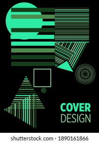 Abstract Bauhaus geometric pattern background, vector circle, triangle and square lines art design. Universal abstract layouts. Applicable for notebooks, planners, brochures, books, catalogs etc.