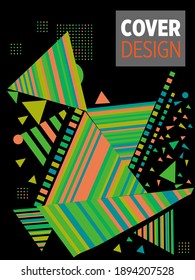 Abstract Bauhaus geometric pattern background, vector circle, triangle and square lines art design. Universal abstract layouts. Applicable for notebooks, planners, brochures, books, catalogs etc.