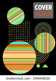 Abstract Bauhaus geometric pattern background, vector circle, triangle and square lines art design. Universal abstract layouts. Applicable for notebooks, planners, brochures, books, catalogs etc.