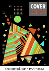 Abstract Bauhaus geometric pattern background, vector circle, triangle and square lines art design. Universal abstract layouts. Applicable for notebooks, planners, brochures, books, catalogs etc.