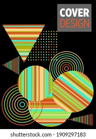 Resumen del fondo de patrón geométrico Bauhaus, círculo vectorial, diseño artístico de triángulo y líneas cuadradas. Diseños abstractos universales. Aplicable a cuadernos, planificadores, folletos, libros, catálogos, etc.